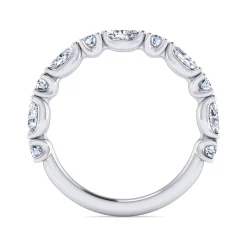 Clearance Gabriel & Co. Aalto - 14K White Gold Marquise and Round Diamond Anniversary Band - 1 ct