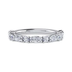 Clearance Gabriel & Co. Aalto - 14K White Gold Marquise and Round Diamond Anniversary Band - 1 ct
