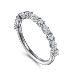 Online Gabriel & Co. Aalto - 14K White Gold Marquise and Round Diamond Anniversary Band - 0.6 ct