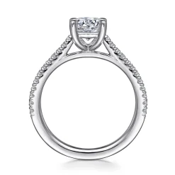 New Gabriel & Co. Abbie - 14K White Gold Round Diamond Engagement Ring