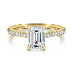 Discount Gabriel & Co. Abbie - 14K Yellow Gold Emerald Cut Diamond Engagement Ring