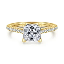 New Gabriel & Co. Abbie - 14K Yellow Gold Princess Cut Diamond Engagement Ring