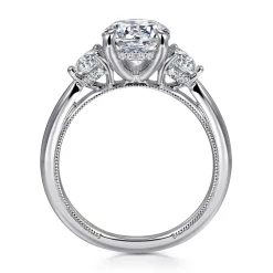 Best Gabriel & Co. Abbi - 14K White Gold Round Three Stone Diamond Engagement Ring