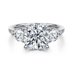 Sale Gabriel & Co. Abbi - 14K White Gold Round Three Stone Diamond Engagement Ring