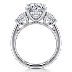 Sale Gabriel & Co. Abbi - 14K White Gold Round Three Stone Diamond Engagement Ring