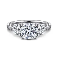 Outlet Gabriel & Co. Abbi - 14K White Gold Round Three Stone Diamond Engagement Ring