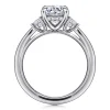 Clearance Gabriel & Co. Abbi - 14K White Gold Round Three Stone Diamond Engagement Ring
