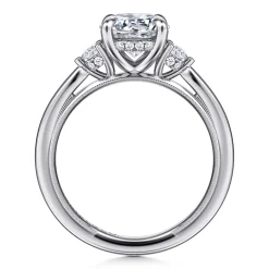 Clearance Gabriel & Co. Abbi - 14K White Gold Round Three Stone Diamond Engagement Ring