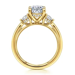 Best Gabriel & Co. Abbi - 14K Yellow Gold Oval Three Stone Diamond Engagement Ring