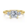 New Gabriel & Co. Abbi - 14K Yellow Gold Princess Cut Three Stone Diamond Engagement Ring