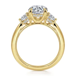 Gabriel & Co. Abbi - 14K Yellow Gold Round Three Stone Diamond Engagement Ring