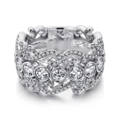 Discount Gabriel & Co. Abdie - Wide 14K White Gold Fancy Diamond Anniversary Band - 1.5 ct