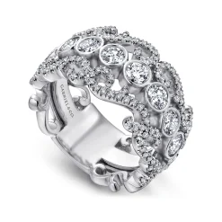 Discount Gabriel & Co. Abdie - Wide 14K White Gold Fancy Diamond Anniversary Band - 1.5 ct