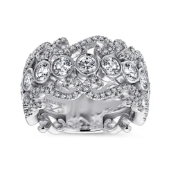 Discount Gabriel & Co. Abdie - Wide 14K White Gold Fancy Diamond Anniversary Band - 1.5 ct
