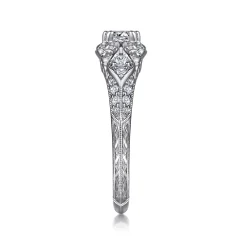 Gabriel & Co. Abel - Platinum Unique Vintage Inspired Diamond Halo Engagement Ring