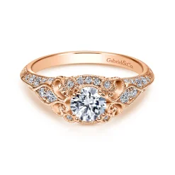 Hot Gabriel & Co. Abel - Unique 14K Rose Gold Vintage Inspired Diamond Halo Engagement Ring