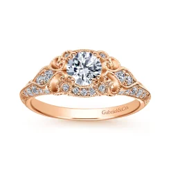 Hot Gabriel & Co. Abel - Unique 14K Rose Gold Vintage Inspired Diamond Halo Engagement Ring