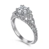 Hot Gabriel & Co. Abel - Unique 14K White Gold Vintage Inspired Diamond Halo Engagement Ring