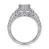 Sale Gabriel & Co. Abel - Vintage Inspired 14K White Gold Fancy Halo Round Diamond Engagement Ring