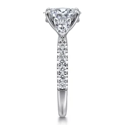 Discount Gabriel & Co. Abina - 14K White Gold Oval Three Stone Diamond Engagement Ring