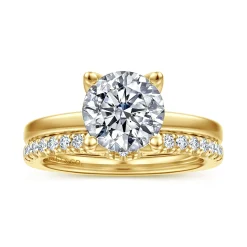 Outlet Gabriel & Co. Abley - 14K Yellow Gold Round Solitaire Diamond Engagement Ring