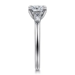 Hot Gabriel & Co. Acacia - 14K White Gold Cushion Cut Three Stone Diamond Engagement Ring