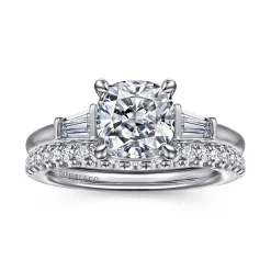 Hot Gabriel & Co. Acacia - 14K White Gold Cushion Cut Three Stone Diamond Engagement Ring