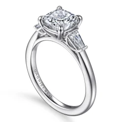 Hot Gabriel & Co. Acacia - 14K White Gold Cushion Cut Three Stone Diamond Engagement Ring