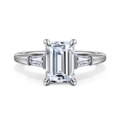 Discount Gabriel & Co. Acacia - 14K White Gold Emerald Cut Three Stone Diamond Engagement Ring