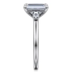Discount Gabriel & Co. Acacia - 14K White Gold Emerald Cut Three Stone Diamond Engagement Ring