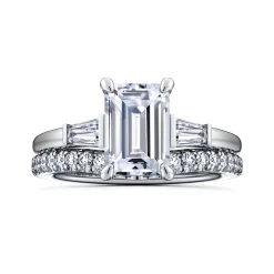 Discount Gabriel & Co. Acacia - 14K White Gold Emerald Cut Three Stone Diamond Engagement Ring