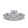 Best Gabriel & Co. Acacia - 14K White Gold Round Three Stone Diamond Engagement Ring