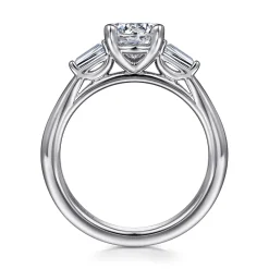 Best Gabriel & Co. Acacia - 14K White Gold Round Three Stone Diamond Engagement Ring