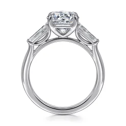 New Gabriel & Co. Acacia - 14K White Gold Round Three Stone Diamond Engagement Ring