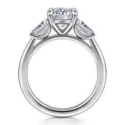 Outlet Gabriel & Co. Acacia - 14K White Gold Round Three Stone Diamond Engagement Ring
