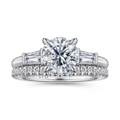 Outlet Gabriel & Co. Acacia - 14K White Gold Round Three Stone Diamond Engagement Ring