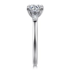 Sale Gabriel & Co. Acacia - 14K White Gold Round Three Stone Diamond Engagement Ring