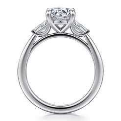 Sale Gabriel & Co. Acacia - 14K White Gold Round Three Stone Diamond Engagement Ring