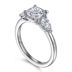 Hot Gabriel & Co. Adalia - 14K White Gold Cushion Cut Three Stone Diamond Engagement Ring