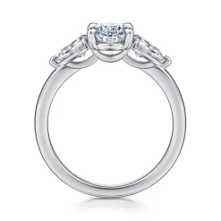 Discount Gabriel & Co. Adalia - 14K White Gold Oval Three Stone Diamond Engagement Ring