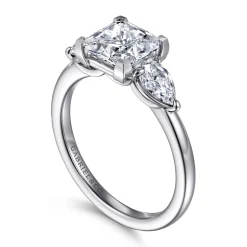 Best Gabriel & Co. Adalia - 14K White Gold Princess Cut Three Stone Diamond Engagement Ring