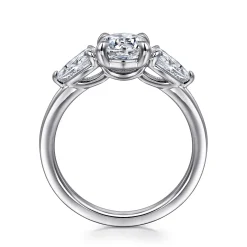 Clearance Gabriel & Co. Adalia - 14K White Gold Round Three Stone Diamond Engagement Ring