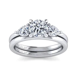 Clearance Gabriel & Co. Adalia - 14K White Gold Round Three Stone Diamond Engagement Ring