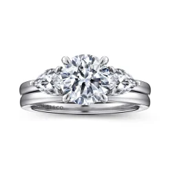 Outlet Gabriel & Co. Adalia - 14K White Gold Round Three Stone Diamond Engagement Ring