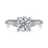 New Gabriel & Co. Adalia - 14K White Gold Round Three Stone Diamond Engagement Ring