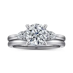 New Gabriel & Co. Adalia - 14K White Gold Round Three Stone Diamond Engagement Ring
