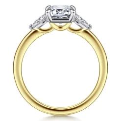 Sale Gabriel & Co. Adalia - 14K Yellow Gold Emerald Cut Three Stone Diamond Engagement Ring