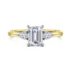 Gabriel & Co. Adalia - 14K Yellow Gold Emerald Cut Three Stone Diamond Engagement Ring