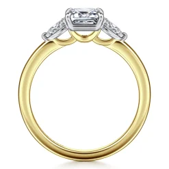 Gabriel & Co. Adalia - 14K Yellow Gold Emerald Cut Three Stone Diamond Engagement Ring