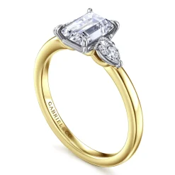 Gabriel & Co. Adalia - 14K Yellow Gold Emerald Cut Three Stone Diamond Engagement Ring
